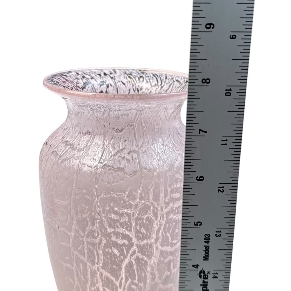 Pink Frosted Crackle Glass Vase Textured Decorative Centerpiece Home‎ Decor G72Q - Picture 6 of 6